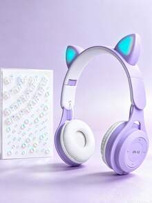 Gerripuer Foldable Wireless Cat Ear Headphones, Color-Changing Cat Ear Wireless Headphones, Built-In Microphone, Touch Control, Ultra-Long Battery Life, Suitable For Children/Gifts - View 13
