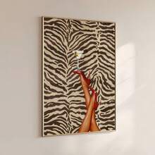 1pc Frameless Red High Heel Shoe Martini Cocktail Bold Zebra Print Vintage Charm Wall Art Canvas Poster, Suitable For Living Room, Bedroom, Dorm Decor - Zebra Stripes - View 3