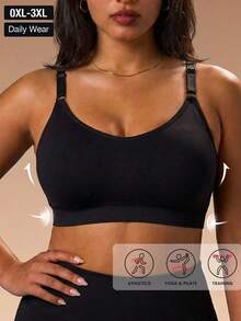 Plus Size Women Seamless High-Impact Comfortable Sports Bra - Black - View 1