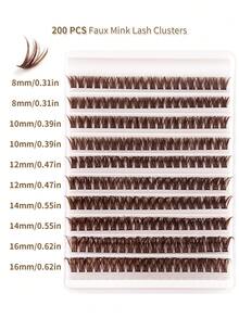 Brown Natural Cluster Eyelashes (560/384/240/200 Clusters) - Create Soft & Delicate Makeup Look; Lightweight & Lively, C-Curl Single Cluster Eyelash Extensions, DIY Support, Waterproof & Long-Lasting, DIY Eyelash Extension Kit, 8-16mm C-Curl, Suitable For Beginners Single Cluster Eyelashes, Long-Lasting Makeup Effect - C - View 10