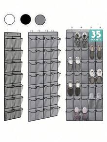 1pc Hanging Door Shoe Organizer, 35 Mesh Pockets, Suitable For Closet, Entryway, Bedroom, Bathroom, Storage Room Hanging Shoe Rack, Men's Sneakers, Women's High Heels, Flip-Flops Storage Rack - View 5