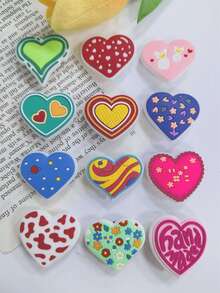 12‑Piece Passion Heartbeat Shoe Charms. Warm Heart‑Felt Vibe Shoe Pins, Easy To Install And Remove. Create Unique Shoe Looks - Multicolor - View 1