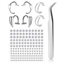 180pcs Waterproof Faux Piercing Set - Self-Adhesive Lip, Eyebrow, Nose And Navel Rings - 180pcs(1 Sticker) - View 24