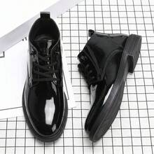Byhode Men's Thick Sole Dress Shoes, Fashion Lace-Up Oxford Shoes, Suitable For Business, Daily Wear, Formal Occasions And Wedding Accessories - Black - View 6