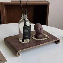 1PC Walnut Wood Decorative Tray Fragrance Aromatherapy Display Plate, Desktop Storage Tray Watch Holder Organizer, Minimalist Vintage Desktop Tea Tray Dry Tea Coffee Table Home Tea Tray Hotel Tray Display Rack Rectangular, Jewelry Storage Tray, Tray, Selected Wooden Design - Multicolor - View 2