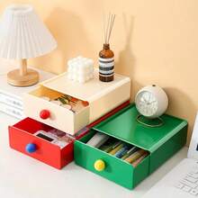 1pc Personalized Dopamine Text Drawer Organizer Box - Labeled Drawers With Color- PP Plastic Storage, Compact Desktop Organizer For Makeup, Office &, Christmas/Halloween Gift For & Desk & Drawer Organizer For Storage - Multicolor - View 3