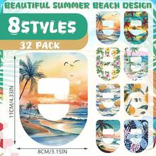 8/2 Pieces CMG Sensing Waterproof Sweatproof Self-Adhesive Tape Patch, Pre-Cut Soft And Breathable, Durable And Secure Protective Tape, Suitable For Sports And Daily Use, Summer Alluring Beach Landscape Patterns G7 And O5 - View 2