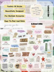 50pcs Positive Text Note Stickers For Holiday Gifts Party & Home Decor Class Reward Birthday Gift Suitcase, Laptop, Scrapbook Phone Case Decorations DIY Doodle Stickers - A - View 2