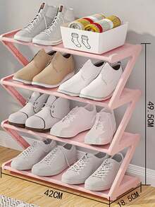 4-Tier Foldable Shoe Rack: Space-Saving Magic For Your Entryway - Plastic Material, Floor-Mounted, 4 Shelves, Suitable For Various Room Types - Multicolor - View 11