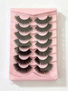 New 7 Pairs 9D Voluminous 16-25mm Faux Mink False Eyelashes, Fluffy And Dense, Create Dramatic Makeup Look, Voluminous Long Lashes, Reusable, False Eyelashes, Eyelash Makeup - Black - View 10