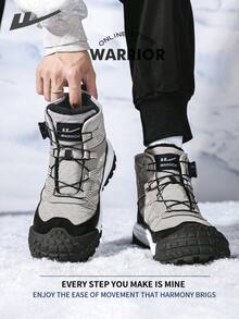 Warrior Comfortable Street Style Snow Boots For Men Autumn And Winter Comfortable Running All-Day Wear Training Sneakers Warm Fleece-Lined Sneakers - Gray/Black - View 2