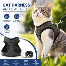Soft Padded Cat Harness And Leash Set, Comfortable Vest-Style Cat Walking Harness, Suitable For Indoor Cats, Escape-Proof Safety Design, Random Color - Multicolor - View 2