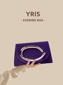 1件紫色女款高端天鵝絨信封手拿包，手提包，托特包，適合假期、度假季、夏季、海灘、商務通勤等場合，多功能斜挎包，休閒極簡風，海灘、派對、度假必備單品 - 紫色 - 查看 2