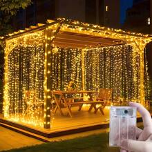 1pc LED Curtain Light, 1.5m/4.92ft, 2m/6.56ft Waterfall Light, Wreath Light, Fairy Tale Light For Room Decor, Display Window, Garden, Wedding, New Year, LED Fairy Tale Light, Gift - Battery-operated Curtain Lights - View 1