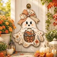 2D Flat Wooden Decorative Hanging Sign, Rustic Style, Multi-Holiday Wall Decor For Halloween, Thanksgiving, Christmas, Welcome Sign For Entryway, Tabletop Ornament, Vintage Country Home Party Holiday Gift - B - View 4