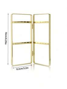 Large Capacity Jewelry Organizer Stand, Foldable Gold Metal Earring Holder With Necklace Hooks, Jewelry Display Rack For Dresser And Vanity - Multicolor - View 11