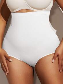 1pc Women High Waist Seamless Shapewear, Strong Tummy Control And Butt Lift, Plus Size - White - View 7