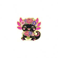 Floral Axolotl Enamel Pin, Cartoon Flower Salamander Lapel Pin, Decorative Brooch For Backpack Clothes Hat, Cute Accessory Gift For Women Girls - Multicolor - View 15