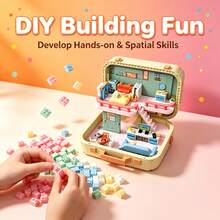 900+ Pieces Dollhouse Building Blocks Set, Expandable Open Design Two-Story Mini House, With Rich Furniture Accessories, DIY Small Particle Building Blocks Toy, Desktop Decoration, Ideal Gift For Girls On Holidays And Birthdays - Multicolor - View 3