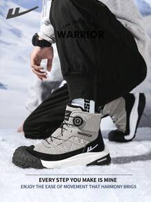 Warrior Comfortable Street Style Snow Boots For Men Autumn And Winter Comfortable Running All-Day Wear Training Sneakers Warm Fleece-Lined Sneakers - Gray/Black - View 5