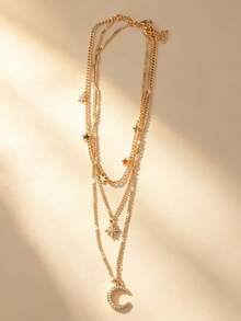 QTHOPE Bohemian Layered Necklace With Star And Moon Pendants For Birthdays And Anniversaries Cute Necklace Multifunctional Accessories - Gold - View 4