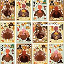 12pcs Thanksgiving Stickers Turkey Pumpkin Corn Maple Leaf Decals DIY Dress-Up Stickers Holiday Party Gift Bag Filler Toy Stickers Handmade Stickers - Multicolor - View 4