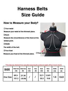 1PC Women's PU Leather Dark Romantic Harness Belt With Chains Adjustable Buckle Gothic Decortive Strap For Daily Halloween Party Costume - Black - View 5