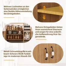 110x70x80 Cm Rectangular Folding Mobile Dining Table / Multifunctional Kitchen Island In Modern Style / With 5 Shelves And 5 Swivel Casters (4 Lockable) / Space-Saving / For Kitchen, Apartment, Office, Student Residence - Light Oak - View 7