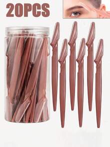 60/40/20pcs Brown Eyebrow Trimmer And Razor Set, Eyebrow Trimmer And Razor, Exfoliating And Hair Removal Tools, Body Hair Trimmer And Facial Set, Long Handle Blade With Precision Protective Cover, Cosmetics, Special Offer, Gift - Multicolor - View 13