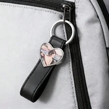 1 pieza Llavero de cuero PU personalizado, llavero de imagen exclusiva personalizada de múltiples formas, personalización de llavero familiar, llavero de regalo festivo con personalización exclusiva - Multicolor - Ver 2