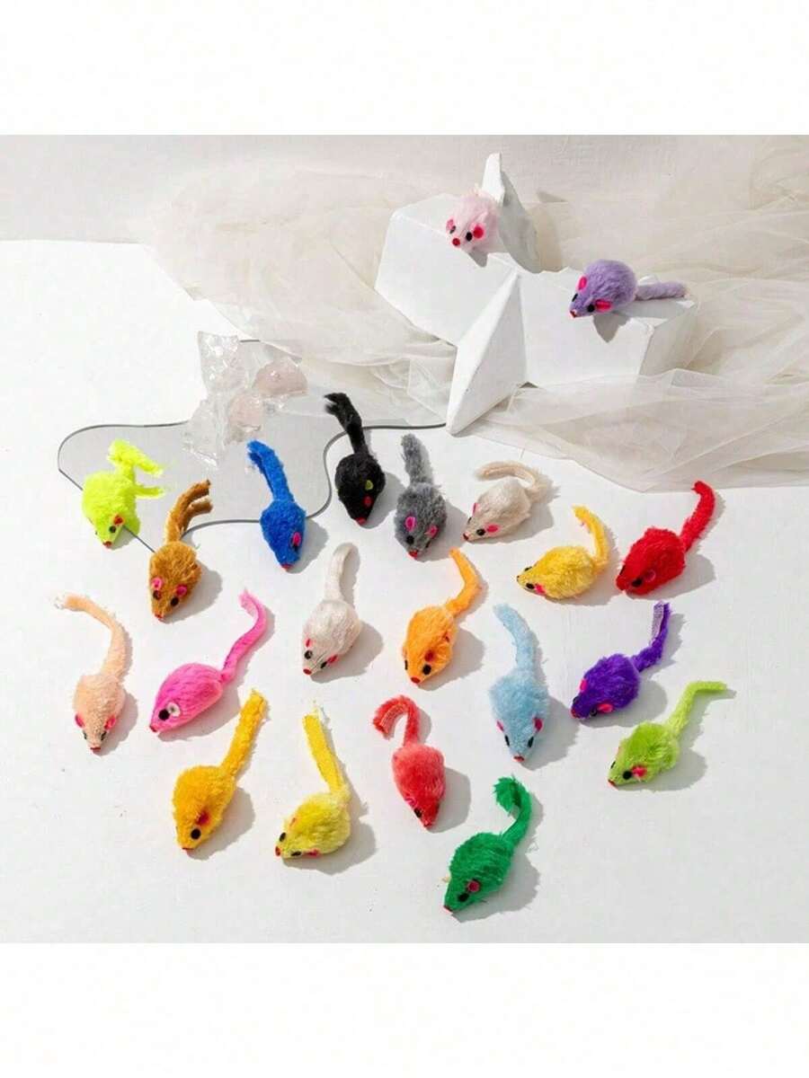 1pc/12pcs Colorful Small Mouse Cat Interactive Self-Entertainment Toy Cat Toy Pet Toy Random Color Pet Accessories Pet Toy - Multi-color - View 1