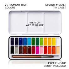 24 Colors Solid Watercolor Paint Set With Brush & Mixing Palette - Professional Portable Painting Kit For Artists, Beginners & Students - Sets - View 6