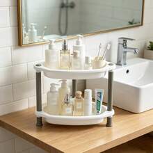 1pc 3/4 Tier Triangle Storage Rack, Small Desktop/Floor Standing Organizer, Office Desk Storage Rack, Kitchen Bathroom Corner Storage Rack, Plastic Drainage Design, Dirt-Resistant And Easy To Clean, Simple Installation And Disassembly Without Tools, Space-Saving Countertop Organizer, Suitable For Cosmetics Storage, Suitable For Halloween And Christmas Storage - Multicolor - View 9