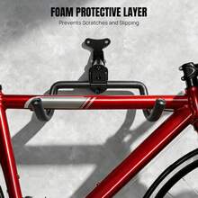 Adjustable Bike Wall Mount, Extendable Arm 22.5-33.5cm, 30kg Load Capacity, 90° Foldable Space-Saving Design, For Mountain Road Folding Bikes, Metal Hook With Soft Padding Frame Protection - Black - View 5