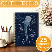 GDTME 2027 New Deep Sea Whale Shark Embroidered Textured Spiral Notebook, A5 Size, 25 Sheets Total 50 Pages Writing Space. Deep Blue Fabric Cover With Exquisite Dotted Whale Shark, Small Fish, Seaweed And Starry Sky Pattern, Full Of Vintage Atmosphere. Gold Metal Spiral Binding, Smooth Page Turning And Not Easy To Fall Apart, Suitable For Daily Notes, Classroom Notes And Journaling, High-End And Unique Design, Perfect For Personal Use Or As A Creative Gift. - ZF-118 (Whale Notebook) A5 50p - View 8