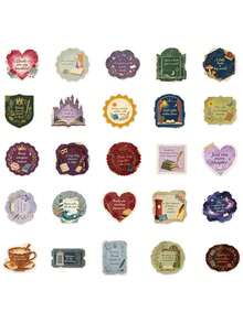 50PCS,Vintage English Transparent Stickers,PET Material,Scrapbook Supplies,Creative And Aesthetic Design Sticker,Suitable For Mobile Phone Cases,Tablets,Mobile Phone,Laptops,Suitcases,Cars,Notebooks,Helmet,Guitar,Skateboard,Storage Box,Computer, - 50pcs - View 3
