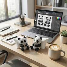 Panda Sculpture Ornament Desktop Office Decor Car Decoration Creative Animal Model Collectible Figurine Car Accessory - CC - View 5