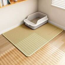 Anti-Splash Double Layer EVA Cat Litter Mat, Double Layer Honeycomb Design Pet Cage Cleaning Mat Waterproof Urine-Proof Cat Litter Collection Mat, Cat Litter Box Mat, Cat Supplies, Dog Supplies, Rabbit Supplies, Halloween Christmas Decoration Please Measure Cat Litter Box Size Accurately And Refer To Size Chart Before Purchase - Black - View 24