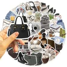 50pcs Fashion Girl Stickers, Creative Decor,For Planners, Phone Cases, Notebooks, Tablets, Skateboards, Guitars, Luggage, Packaging Boxes, Helmets, Envelopes, Shelves Sticker - Black - View 5