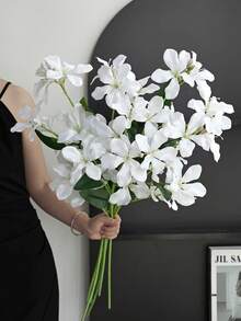 1 Stem Artificial Silk Orchid, White Orchid, Fake Flower, 29.5 Inches, For Home, Office, Wedding Table Centerpieces, Party, Yard, Garden, Summer Decor - White - View 4