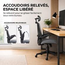 Ergonomic Office Chair With 3D Armrests And Adjustable Headrest, Mesh Office Chair, Gray - Dark Grey - View 8