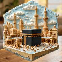 Mecca Hexagonal Stone Tablet Where The And Minarets Rest In Timeless Devotion Keepsake For All Metal Surfaces Throughout The Home - C - View 1