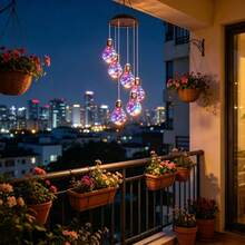 1 Solar Wind Chime Light Bulb, Outdoor Festive Lighting Decoration, Hanging Solar‑Powered LED Light Bulb Wind Chime, Birthday Gift For Mom, Suitable For Outdoor Gardens, Balconies, Courtyards And Christmas Decorations - Wind Chime Series - View 3