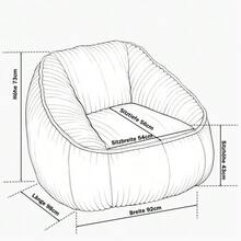 Memory Foam Bean Bag Chair, Striped Bubble Plush, Fluffy, Cozy, Comfortable Sofa For Living Rooms, Apartments, And Dorms - Beige + Chenille - View 5