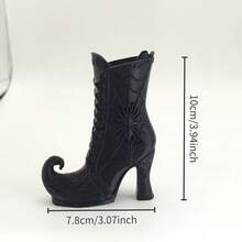 Halloween Witch Shoes Pen Holder, Spider Web Witch Boots Desktop Storage Box, Gothic Style Pencil Cup, Resin Desktop Stationery Organizer, Halloween Desktop Decoration - High Heels - View 4