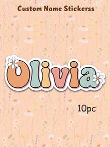 10pcs Custom Name Sticker,Retro Custom Name Decal For Water Bottles, Journals, Tablet, Mugs, Pencil Pouch, Customized Sticker Back To School Stationery Accessory - Multicolor - View 23