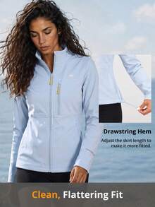 CAMEL CROWN Women's Hooded Softshell Jacket, Outdoor Fashionable & Comfortable, Water-Resistant, Durable, Lightweight, Suitable For Hiking & Climbing - Distant Mountain Blue - View 6