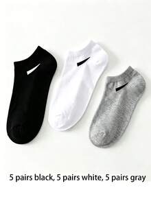 30/10 Pairs Men's Breathable Athletic Socks, Letter Print Crew Socks, Soft Stretch Cushioned Sports Socks For Running, Basketball, Gym & Daily Wear - A - View 17