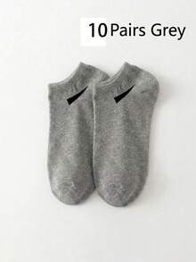 30/10 Pairs Men's Breathable Athletic Socks, Letter Print Crew Socks, Soft Stretch Cushioned Sports Socks For Running, Basketball, Gym & Daily Wear - A - View 18