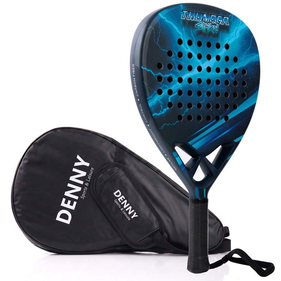 Crystals Padel Racket Carbon Fibre Kevlar Composite 375g EVA Memory Flex Foam Core Racquet With Bag - Blue - View 1